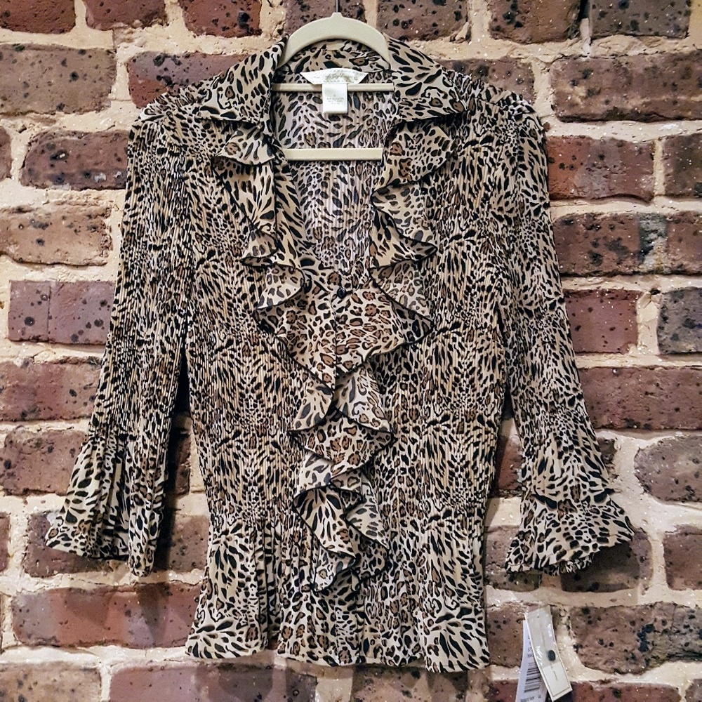 NYC Design Co. Animal Print Ruffled Blouse